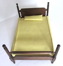 1:12 DOLLHOUSE MINIATURE WOOD 4 POST BED w/PILLOW~SPREAD~MATTRESS~XLNT for sale  Shipping to South Africa