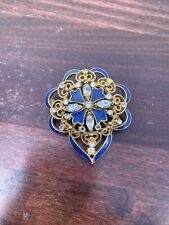 Vintage Signed Florenza Blue Enamel Rhinestone  Brooch Pin - Beautiful! for sale  Shipping to South Africa