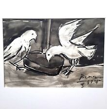 Pablo Picasso original Hand Painted ink on paper doves signed, not a print for sale  Shipping to South Africa