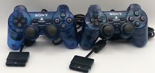 OEM Sony Playstation 2 PS2 (2) Controllers Dualshock 2 Clear Blue Tested for sale  Shipping to South Africa