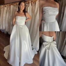 Sleeveless Wedding Dresses Pearls Elegant Satin with Bow A Line Bridal Gowns for sale  Shipping to South Africa