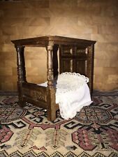 Antique Dolls House Carved Oak Four Poster Bed for sale  Shipping to South Africa