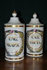 Antique Pair Pharmacy Jar Earthenware Medicine French Drug Snake Old Apothecary  for sale  Shipping to Canada