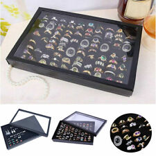 US 100Slot Ring Display Case Organizer Jewelry Storage Box Tray Holder with Lid for sale  Shipping to South Africa