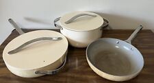 Caraway Ceramic Cookware 5 Pc Set Frying Pan Dutch Oven Skillet w/Lids USED for sale  Shipping to South Africa