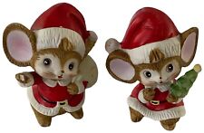 Lote de 2" Traje Rojo Homco Cerámica Navidad Santa Mouse Homco Vintage, usado segunda mano  Embacar hacia Argentina