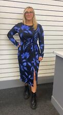 WALLIS LADIES BLACK & BLUE FLORAL TWIST MIDI DRESS SIZE 16 NEW (ref 182) for sale  Shipping to South Africa