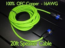 Green - 20 ft foot Speakon 100% Copper 16AWG Pro Audio PA DJ Speaker Cable Cord, used for sale  Shipping to South Africa