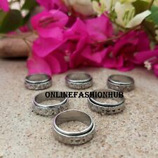 Used, Flower Curved Spinner Ring Designer Lot Stainless Steel Hippie Band Ring Jewelry for sale  Shipping to South Africa