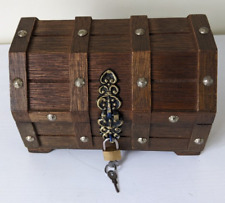 VINTAGE WOODEN GOTH STYLE TREASURE CHEST BOX WITH PADLOCK& KEY for sale  Shipping to South Africa