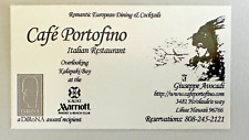CAFÉ PORTOFINO Italian Restaurant Business Card Kalapaki Lihue Kauai Marriott for sale  Shipping to South Africa