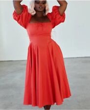 Vestido para mujer Selkie invierno rojo día manga abullonada algodón remolino talla 3X segunda mano  Embacar hacia Argentina