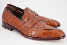 NEW | $2,649 TESTONI 10.5 G CROCODILE GOLDEN BROWN PENNY LOAFER ITALY for sale  Shipping to South Africa