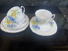 Crown Royal China Tea Set Trio (+2) Yellow and Blue Irises 14580 for sale  STUDLEY