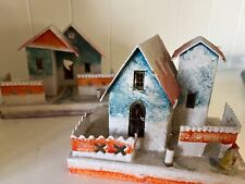 Set of 2 Christmas Village Putz Houses Santa Figurine Colorful Mica for sale  Shipping to South Africa