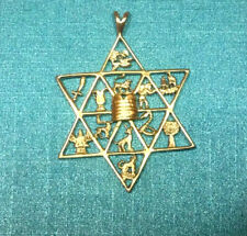 Usado, Colgante religioso judío estrella de David de oro amarillo de 14 quilates 12 tribus de Israel segunda mano  Embacar hacia Argentina