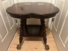 🔥1800s Antique Oak Gargoyle Claw Glass Ball Foot Parlor Clover Table NightStand for sale  Shipping to South Africa
