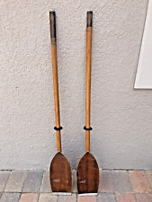 VINTAGE ANTIQUE WOOD FOLBOT KAYAK 2 PIECE PADDLES WITH BRASS ENDS NAUTICAL BOAT for sale  Shipping to South Africa