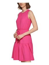 Vestido Calvin Klein Feminino Rosa Sem Mangas Enrugado Cordão Cintura Camadas Tamanho 6 comprar usado  Enviando para Brazil