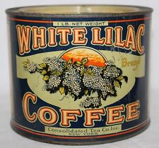 Antigua lata de café LILA BLANCA de una libra - Consolidated Tea Co. Inc. NY segunda mano  Embacar hacia Argentina