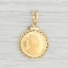 1991 Isle of Man Angel 1/20oz Coin Pendant 14k 22k Gold Elizabeth II Collectible for sale  Greensboro
