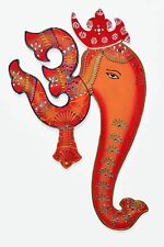 Ethnic Handmade Wooden Indian Art Wall Decor Hanging of God Ganesha with Spiritu for sale  Shipping to Canada