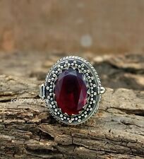 Red Garnet Poison Box Ring 925 Sterling Silver Handmade Ring Wedding Gift Ring for sale  Shipping to South Africa