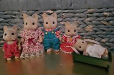  Sylvanian Families Catwood Cat Family Inc Baby Cot & Bottle, used for sale  Shipping to South Africa