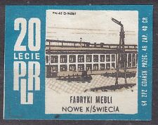 POLAND 1964 Matchbox Label Z#545 IV, 20th PRL - Furniture Factory, Nowe k/  na sprzedaż  PL