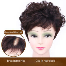 Clipe feminino curto encaracolado toupee cabelo humano topper em extensões de peça de cabelo superior comprar usado  Enviando para Brazil