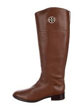 Tory Burch 8.5 Boots Brown Leather Full Zip Tall Knee High Junction Riding for sale  Shipping to South Africa