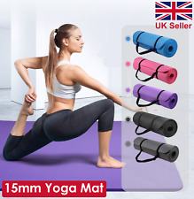 Yoga Mat 15mm Thick Exercise Mat Gym Workout Fitness Pilates Home Non Slip NBR for sale  Shipping to South Africa