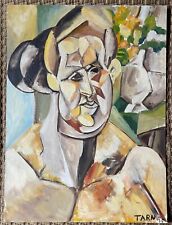 Vintage Abstract Cubist Portrait Fernande Portrait Oil Painting Modern Art 70s for sale  Shipping to Canada
