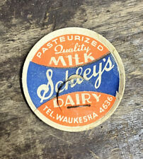 Used, Vintage c1940s Schley's Dairy Farm Milk Bottle Cap Lid Waukesha Wis WI Wisconsin for sale  Shipping to South Africa
