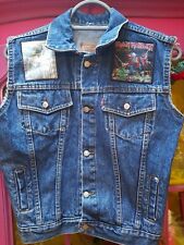 Vintage Levis Denim Trucker Kamizelka z metalową opaską Naszywki Iron Maiden Made in USA na sprzedaż  PL