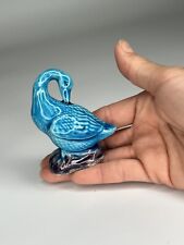 Chinese Sancai Turquoise & Aubergine Glaze Porcelain Swan Figurine for sale  Shipping to South Africa