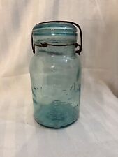 Atlas E-Z Seal Quart Jar Blue Wire Bail Glass Lid Vintage, used for sale  Shipping to South Africa