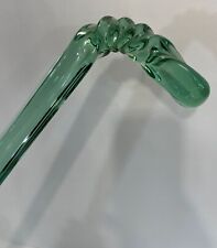 Antique Hand Blown Glass Bright Green Swirl Swagger Stick Parade Walking Cane for sale  Mount Vernon