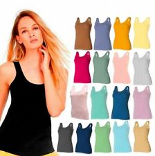 2 PACK LADIES VEST WOMENS COTTON STRETCHY RIBBED T SHIRT CAMI CASUAL TANK TOPS, used for sale  Shipping to South Africa