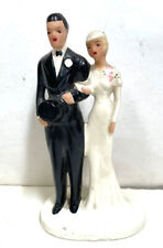 Usado, Figura de colección de tiza novia y novio pastel de boda - años 40 o 50 MCM segunda mano  Embacar hacia Mexico