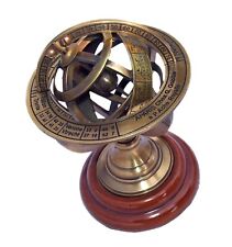 Used, Brass Antique Astrolabe Sphere Armillary Collectible Nautical Decor Wooden Base for sale  Shipping to South Africa