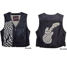 Used, Fender Stratocaster Adult Large Mens Vest Leather Checkered Rocker Biker LIMITED for sale  Shipping to South Africa