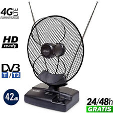 Antena de Interior con Amplificador 4G LTE HD Ready DV3 T2 42dB VHF FM Rota 180º comprar usado  Enviando para Brazil