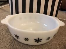 vintage pyrex white with black snowflake (gaiety) casserole bowl / dish for sale  NORWICH