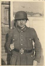 Stahlhelm Uniform Portrait Wehrmacht Wachsoldat 2WK Foto Holland 1944 gebraucht kaufen  Rees