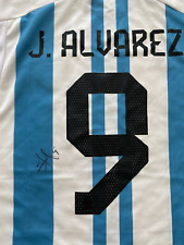 Camisa oficial da Copa do Mundo da Argentina assinada à mão Julian Alvarez #9 certificado de autenticidade camisa rara comprar usado  Enviando para Brazil