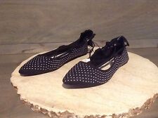 Sociology WOMENS STUD LACE-UP BALLET FLAT BLACK W/ SILVER NEW NWOB RUN SMALL  for sale  Shipping to South Africa