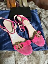 Sandalia rosa tacón medio Gucci Marmont GG talla 38/EE. UU. 8 segunda mano  Embacar hacia Mexico