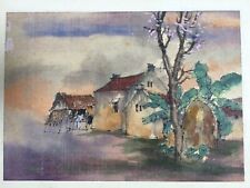 village orig vietnam paper watercolor painting for sale  Shipping to Canada