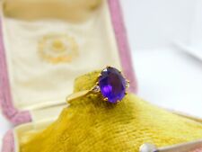 18ct Yellow Gold, Purple Amethyst & Diamond Band Ring Vintage 1982 London for sale  Shipping to South Africa